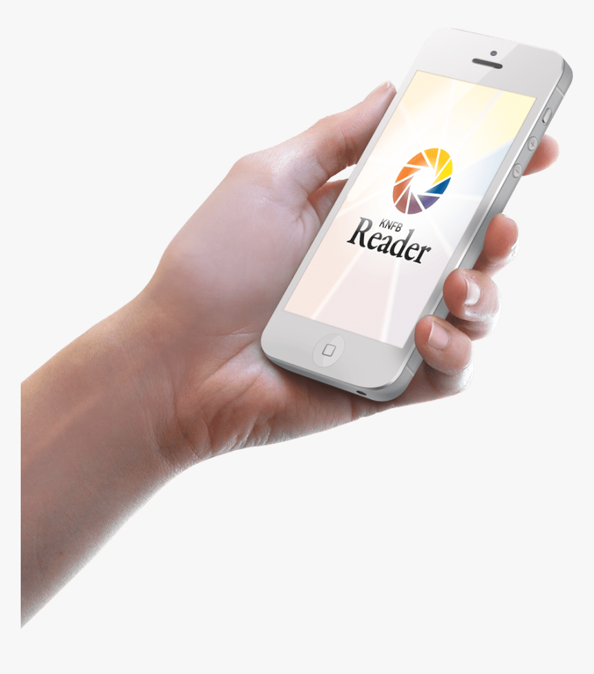 Hand Holding A Mobile Phone With Knfb Reader Logo On - Knfb Reader, HD Png Download