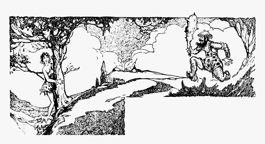 Caveman And Woman Clip Arts - Caveman Red Woman, HD Png Download