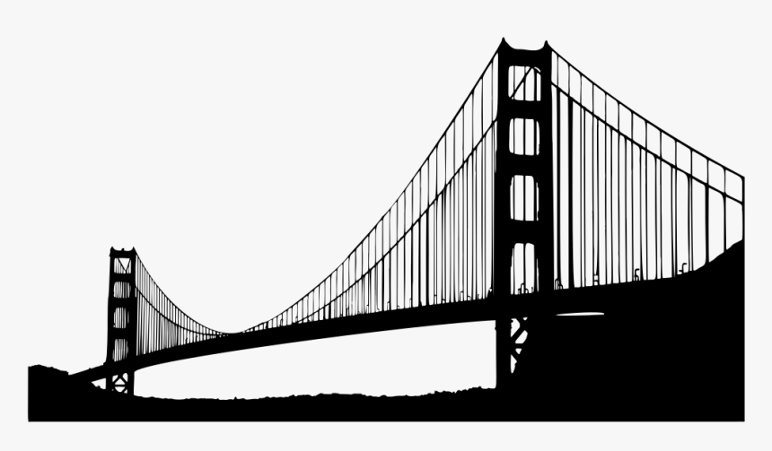 Golden Gate Bridge Silhouette - Golden Gate Bridge, HD Png Download