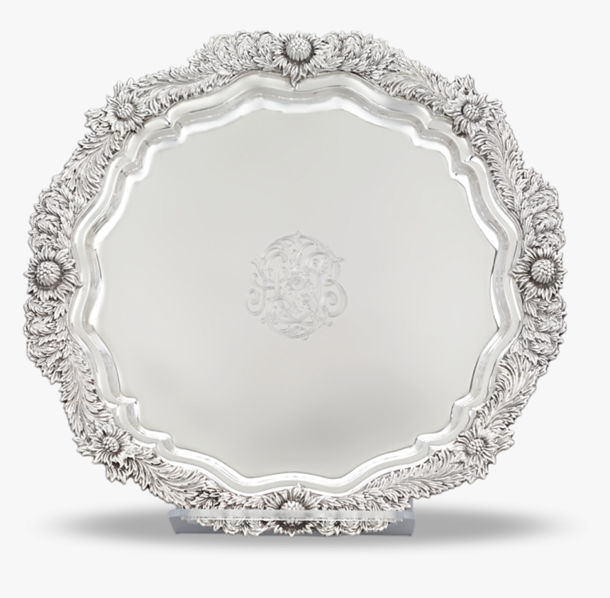 Chrysanthemum Sterling Silver Round Tray By Tiffany - Serving Tray, HD Png Download