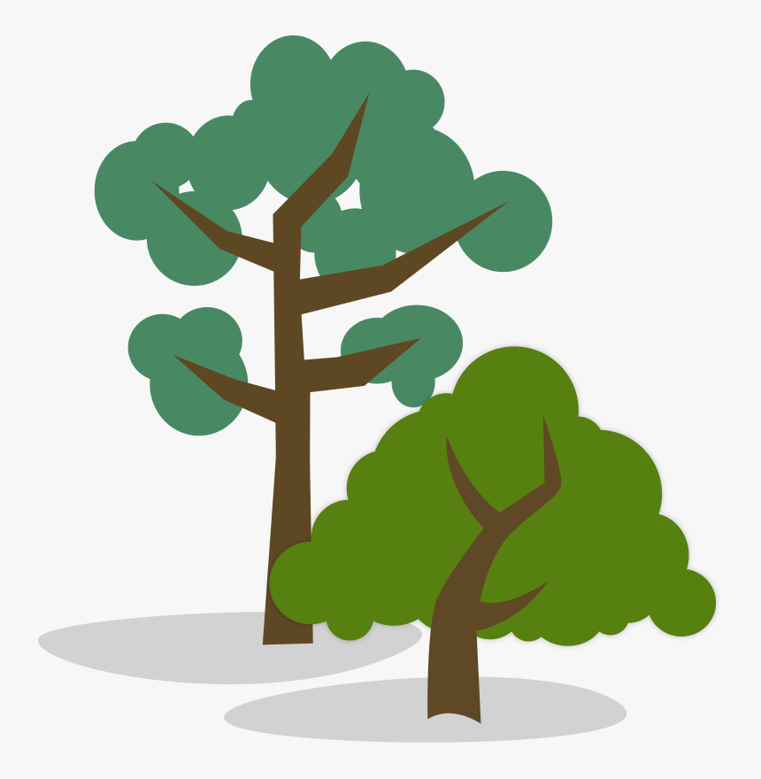 Stylized Illustration Of One Tall And One Short Tree - Tall Tree Short Tree, HD Png Download