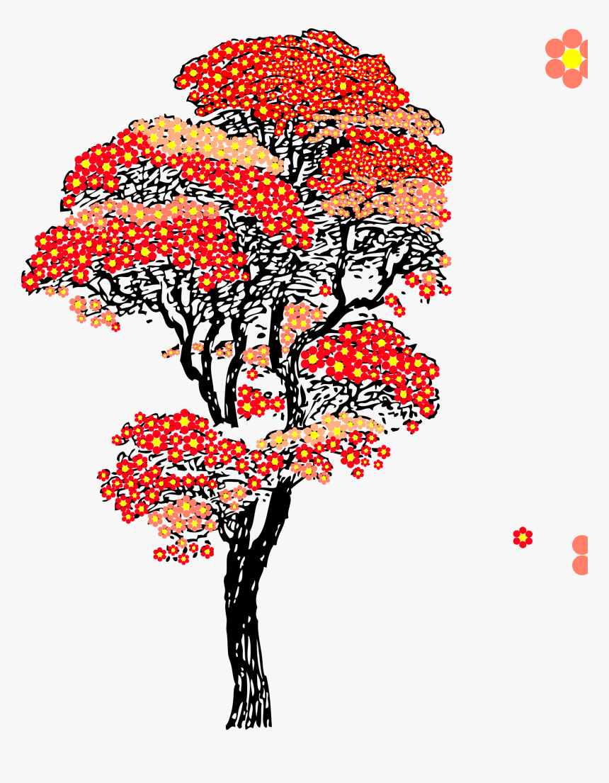 Transparent Cherry Blossom Flower Clipart - Tall Tree Clipart Black And White, HD Png Download