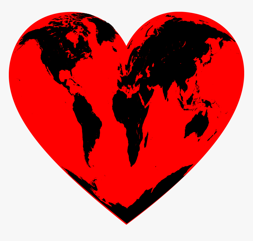 Planet Heart Clip Arts - Gray Blank World Map, HD Png Download