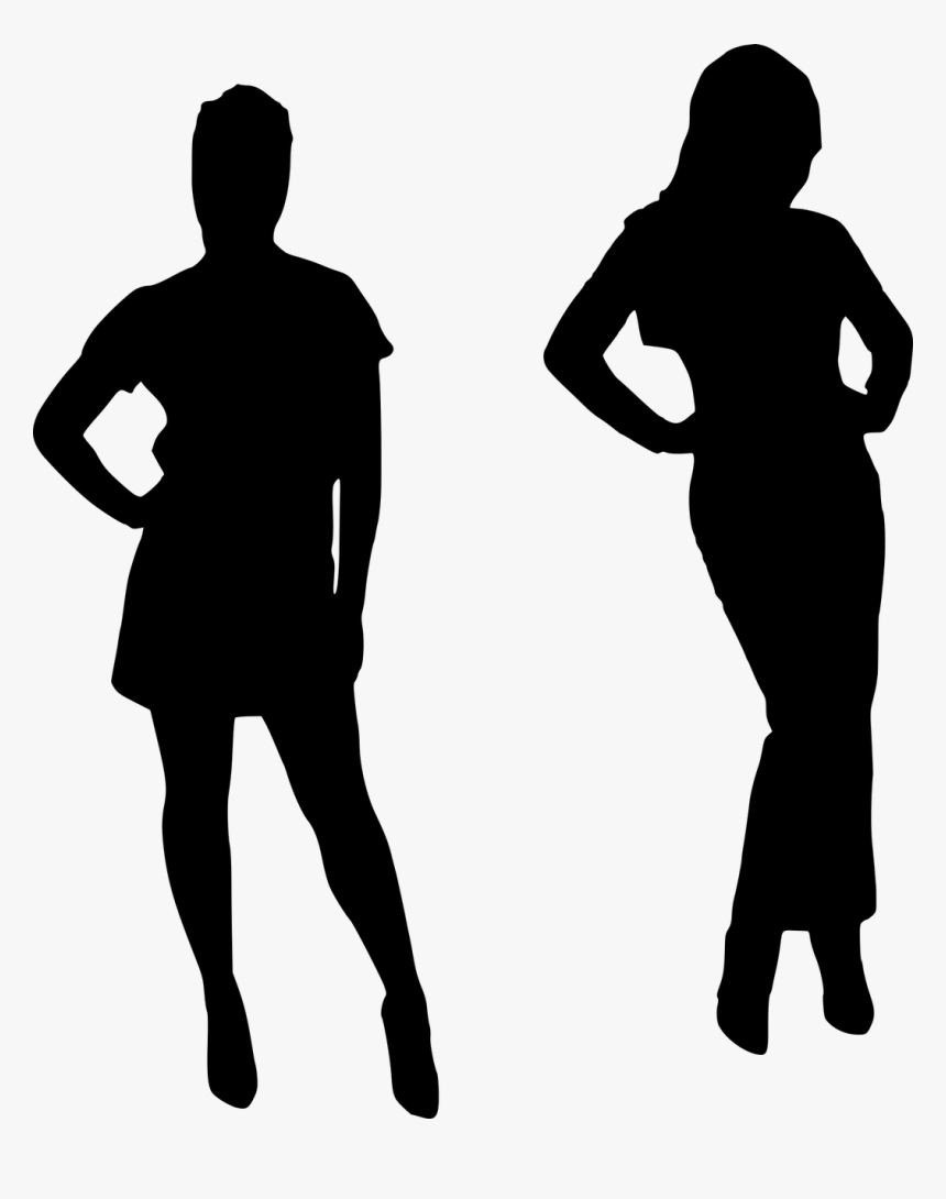 Silhouette, Female, Models, Friendship, Teamwork, Retro - Model Girl And Boy Clipart, HD Png Download