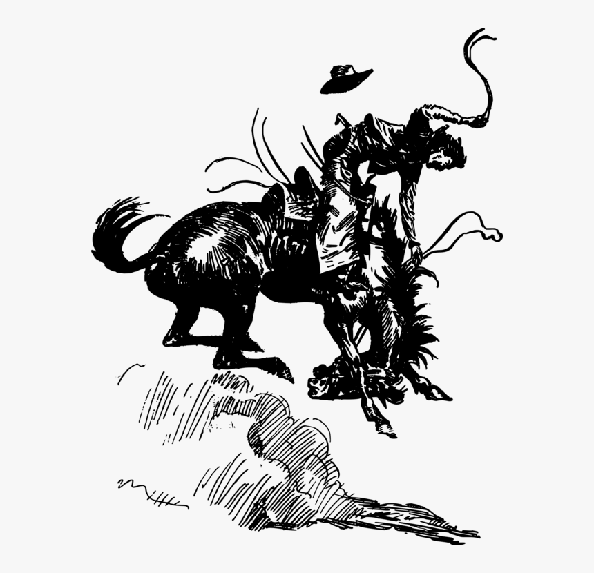 Horse Cowboy Drawing Equestrian Cartoon - Drawing Cowboy Images Cartoon, HD Png Download