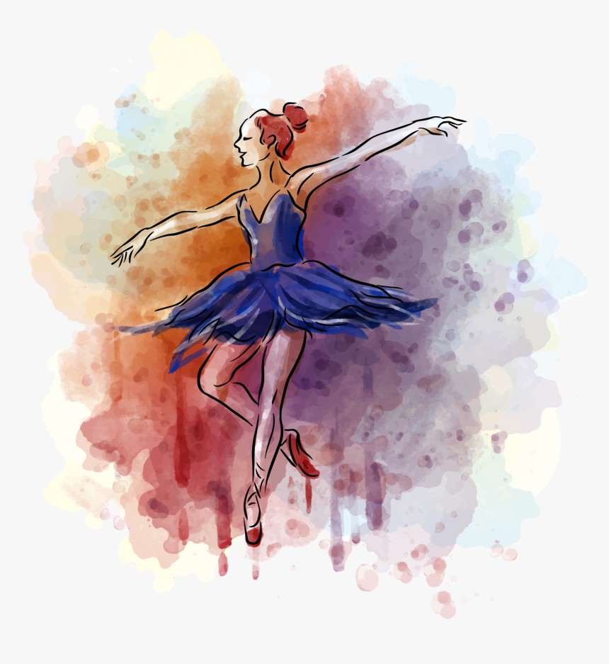 Ballet Dancer Watercolor Painting Balerin - Watercolor Painting Of A Ballerina, HD Png Download
