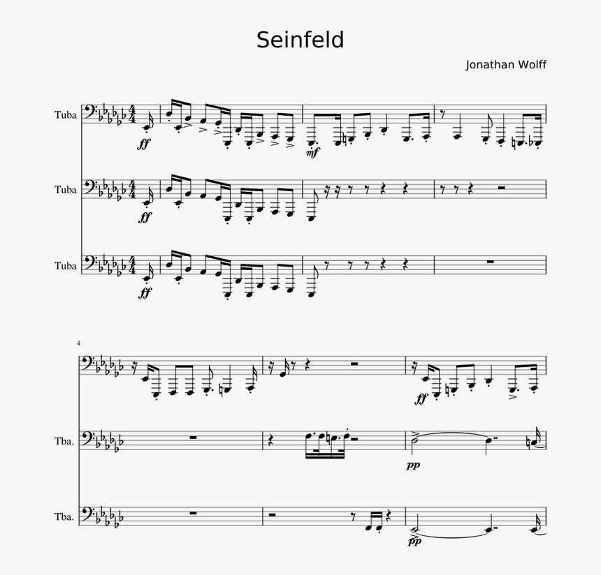 Tuba Sheet Music Seinfeld, HD Png Download