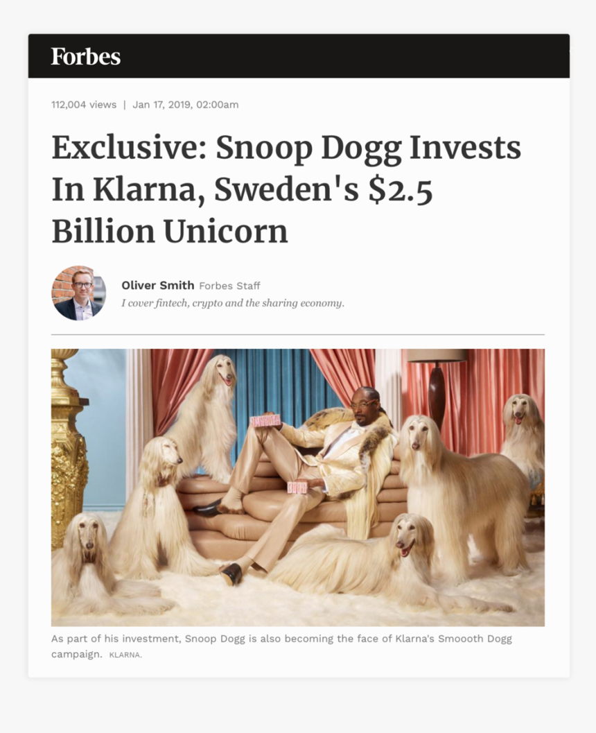 Forbes - Snoop Dogg Klarna, HD Png Download