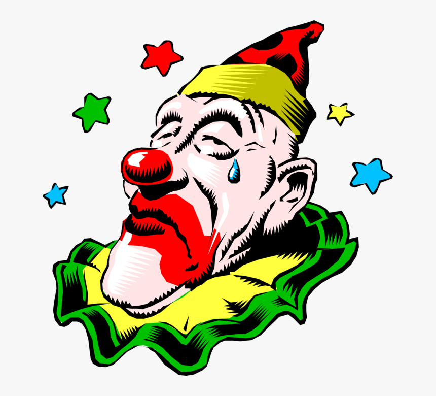 Vector Illustration Of Big Top Circus Clown With Sad - Circus Clowns, HD Png Download