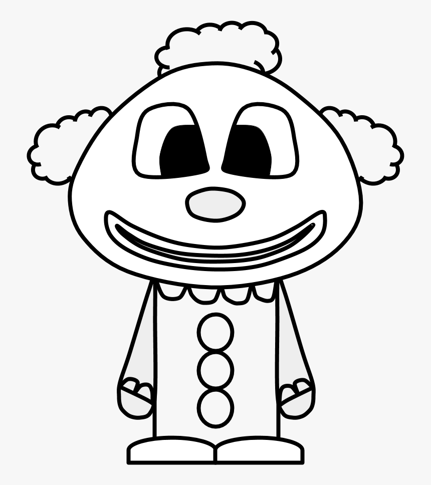 Clown, Big Eyes, Cartoon Person, Black And White - Cartoon, HD Png Download