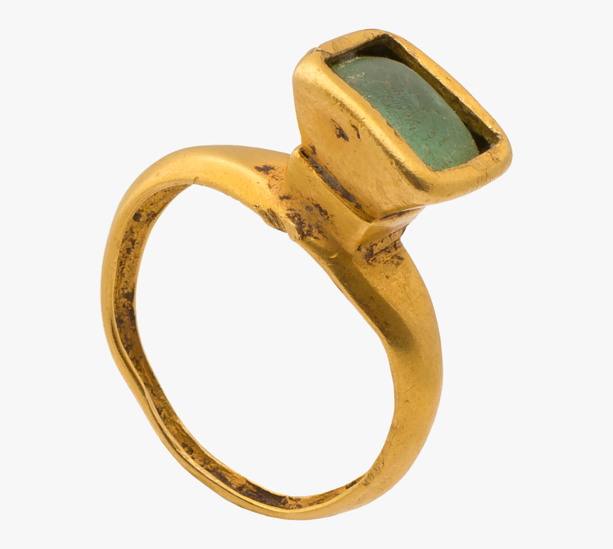 Gold Ring Set With Glass Imitating Emerald - Pre-engagement Ring, HD Png Download