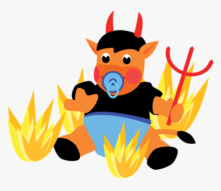 Devil, Hell, Baby, Christmas, Mikuláš, Fire, Vector - Devil, HD Png Download