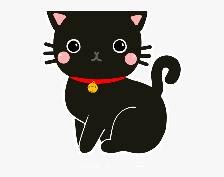 Cat Clipart Tshirt Kawaii - Clip Art Kawaii Black Cat, HD Png Download