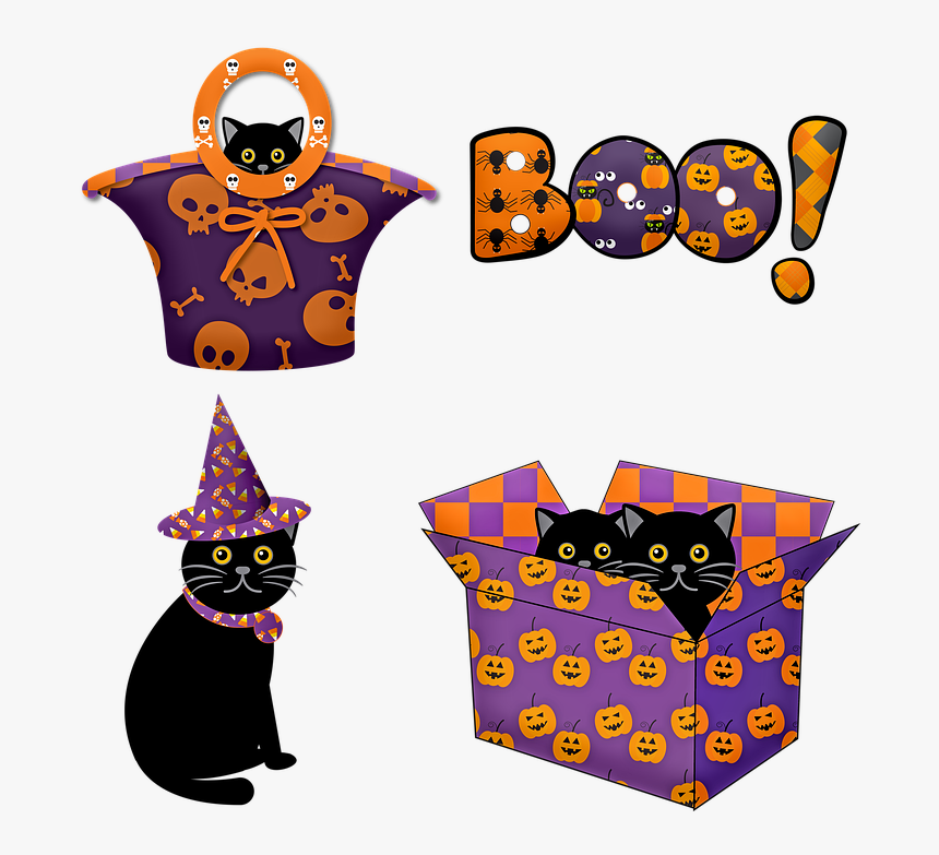 Halloween Black Cat, Cat, Black, Halloween, Witch, HD Png Download