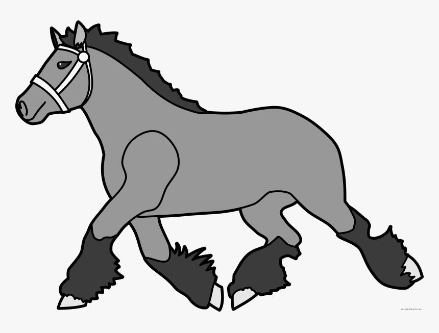 Horse Animal Free Black White Clipart Images Clipartblack - Big Horse Cartoon, HD Png Download