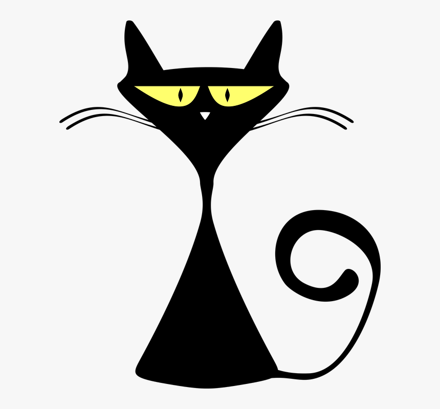 For Cats, Black Cat Silhouette, Silhouette Clip Art, - Black Cat Funny Cartoon, HD Png Download
