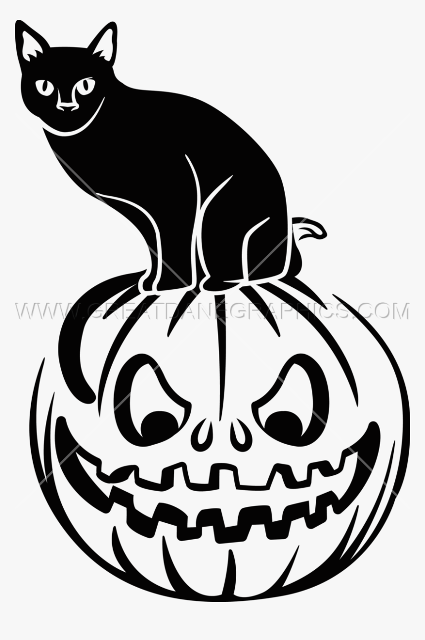 Cat Clipart Tshirt - Black And White Pumpkin And Cat Clip Art, HD Png Download