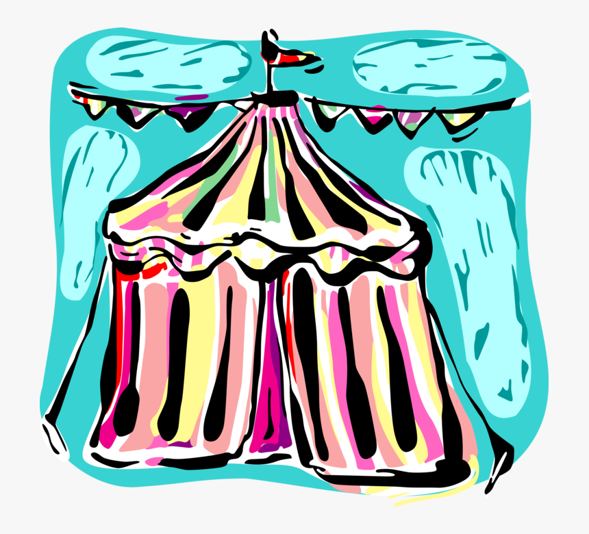 Vector Illustration Of Big Top Circus Tent With Streamers, HD Png Download