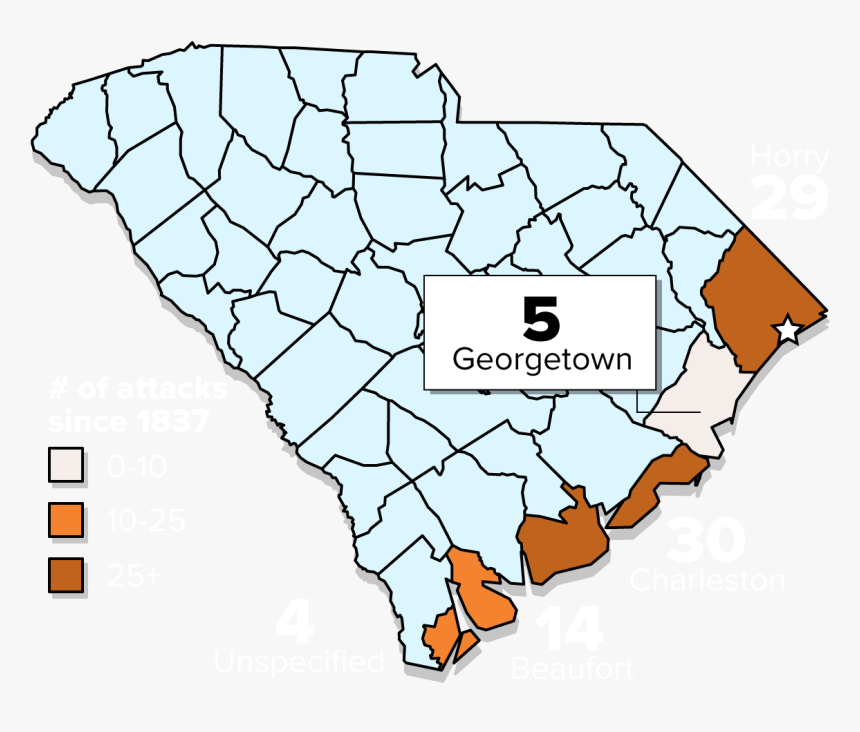 Myrtle Beach Sharks Map - Myrtle Beach Sc Shark Attack, HD Png Download