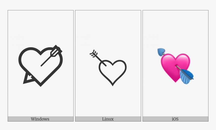 Heart With Arrow On Various Operating Systems - Heart, HD Png Download