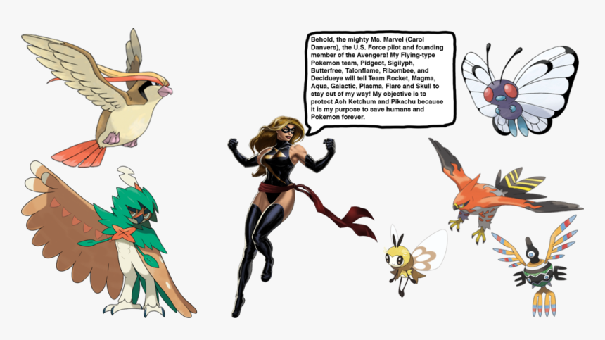 Marvel S Pokemon Team By Darthranner83 - Carol Danvers Ms Marvel Png, Transparent Png