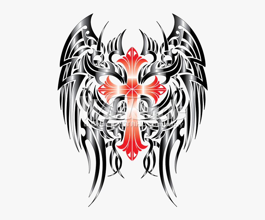 Cross With Gothic Wings - Gothic Cross Png, Transparent Png