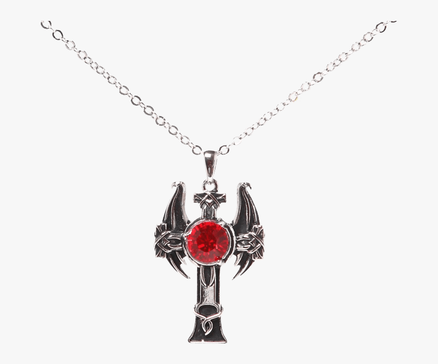 Winged Gothic Cross Necklace - Locket, HD Png Download
