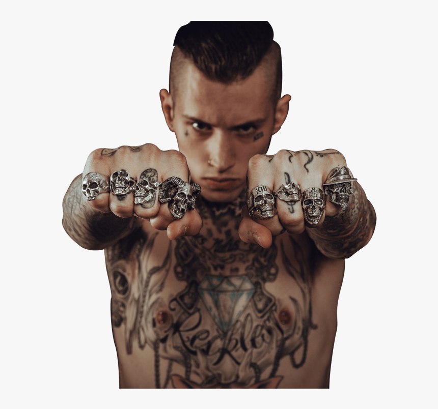 Skull Bedding Sets Slide - Tattooed Man, HD Png Download