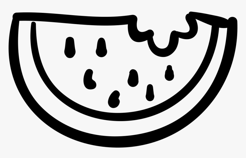 Watermelon Outlined Slice - Black And White Watermelon Clipart, HD Png Download