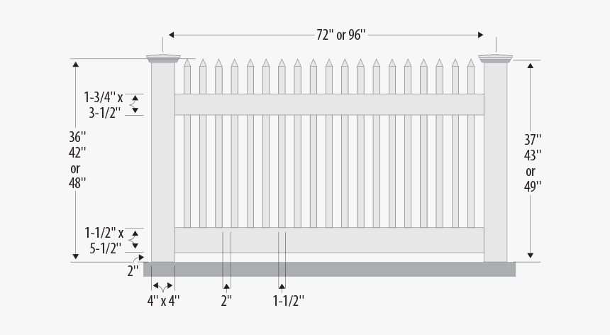 Straight Top Narrow Vinyl Picket Fence Specs - Architecture, HD Png Download