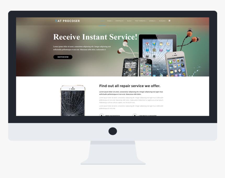 Free Template Computer And Phone, HD Png Download