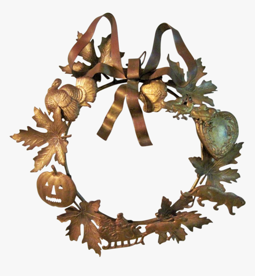 Vintage Petite Choses Brass Holiday Dresden Wreath - Tree, HD Png Download
