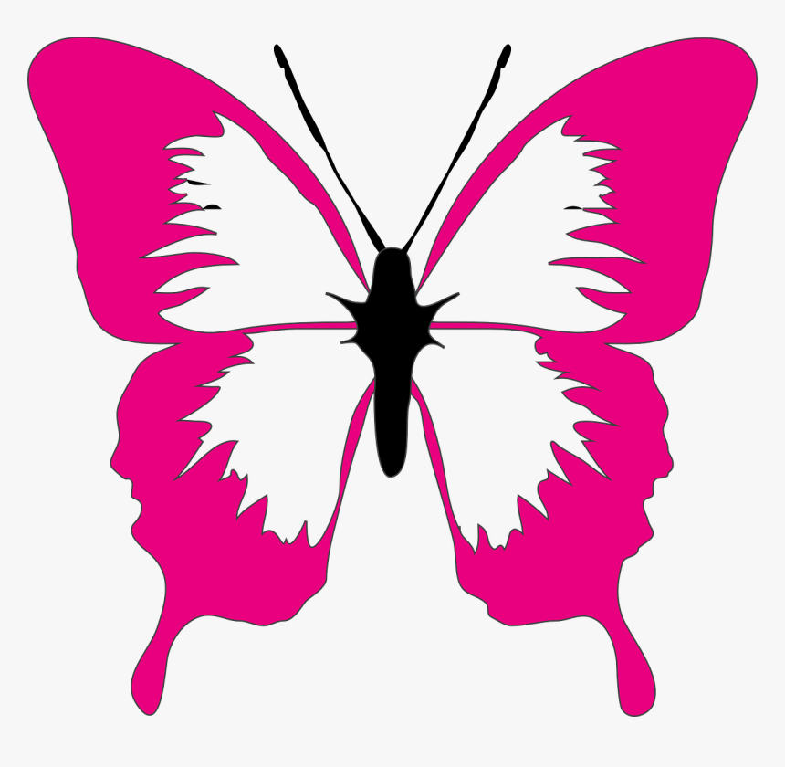 Black And White Butterfly Outline, HD Png Download