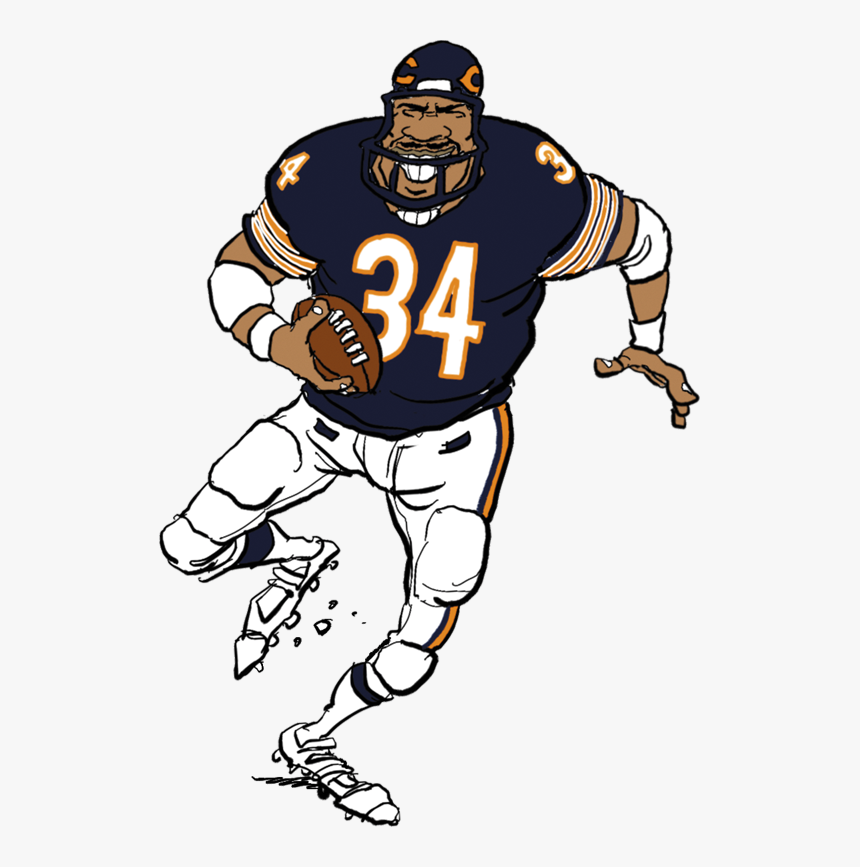 Walter Payton, Faker S Guide To Chicago Bears - Football Player Cartoon Chicago Bears, HD Png Download