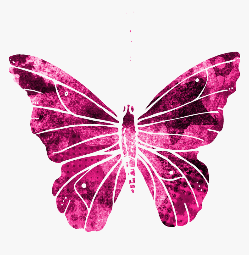 Butterfly, Pink, Clipart, Cute, Flying, Wings, Nature - Flying Pink Transparent Butterfly, HD Png Download