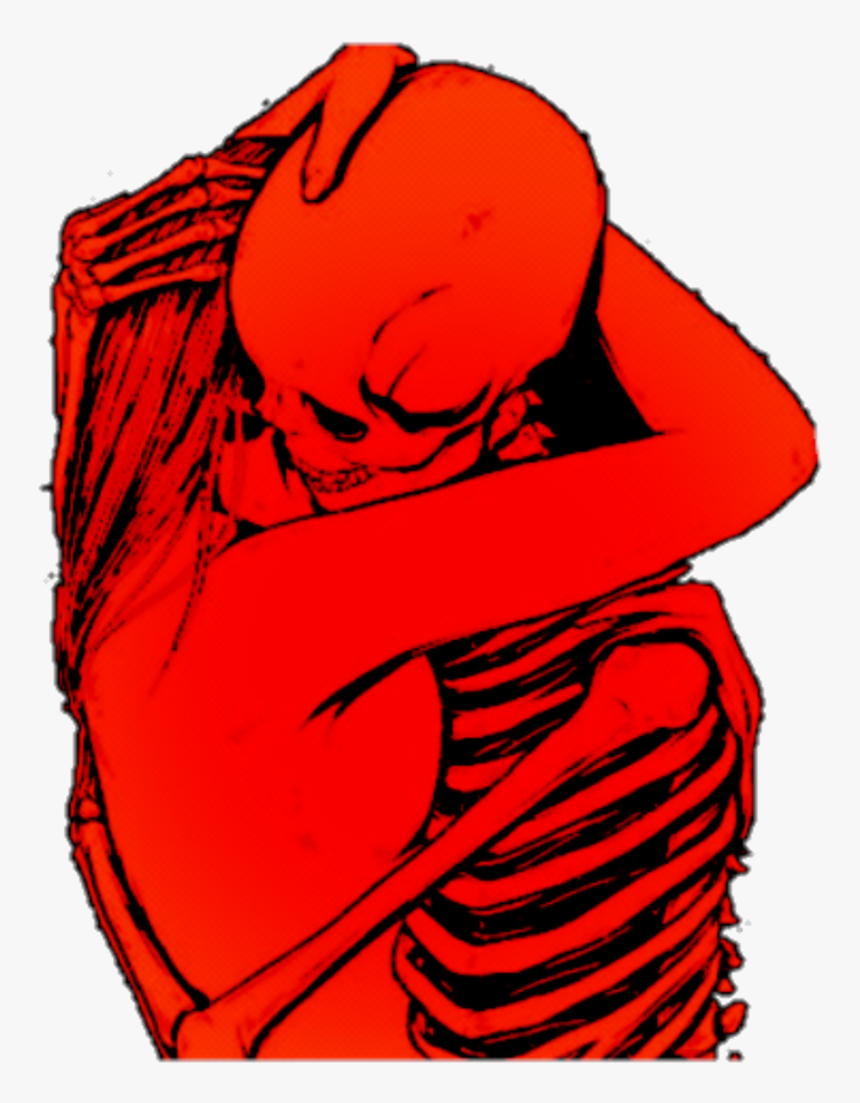Goth Sticker Clipart , Png Download - Woman Kissing Skull Drawing, Transparent Png