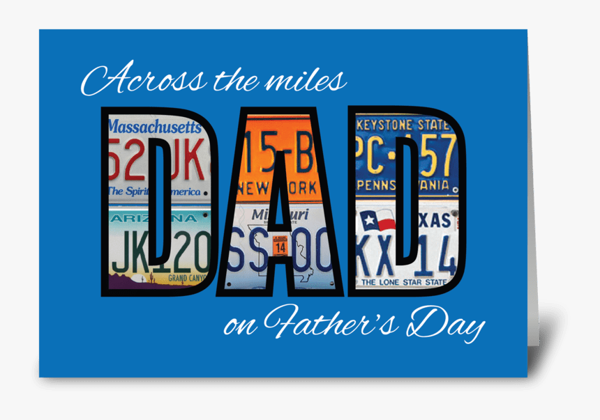 Father’s Day License Plates On Blue Greeting Card - Happy Fathers Day License Plate, HD Png Download