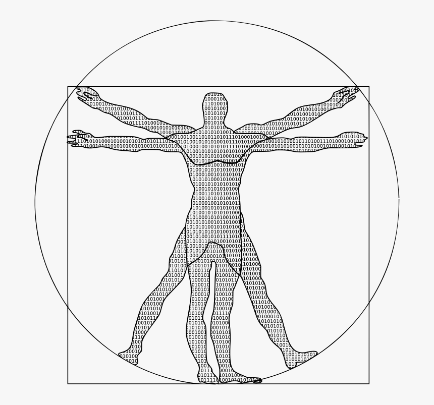 Binary Vitruvian Man - Transparent Vitruvian Man Png, Png Download
