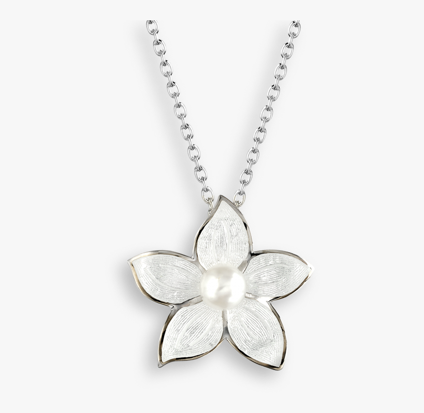 White Sterling Silver Stephanotis Pearl Necklace - Enamel Dragonfly Necklace, HD Png Download