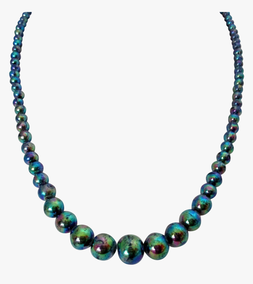 Japan Glass Single Strand Necklace Vintage Color - Black Pearl Necklace Png, Transparent Png