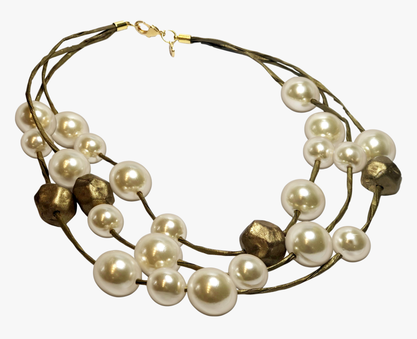 Recycled Paper And Pearl Necklace With Gold Cold Ceramic - Pearl, HD Png Download