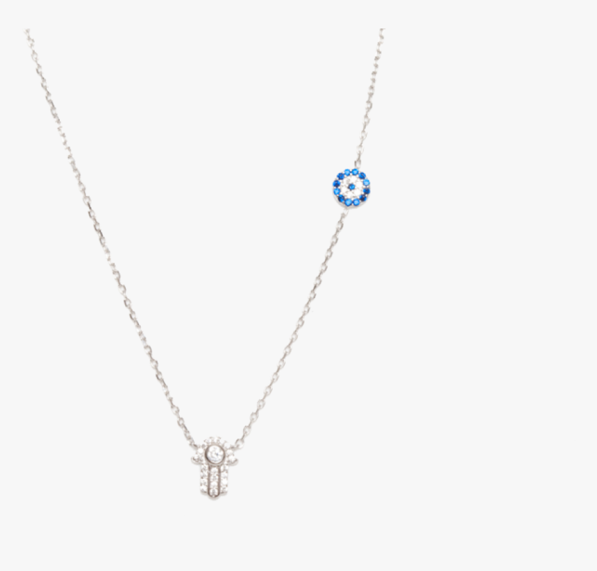 Tiny Evil Eye And Hamsa Necklace - Pendant, HD Png Download