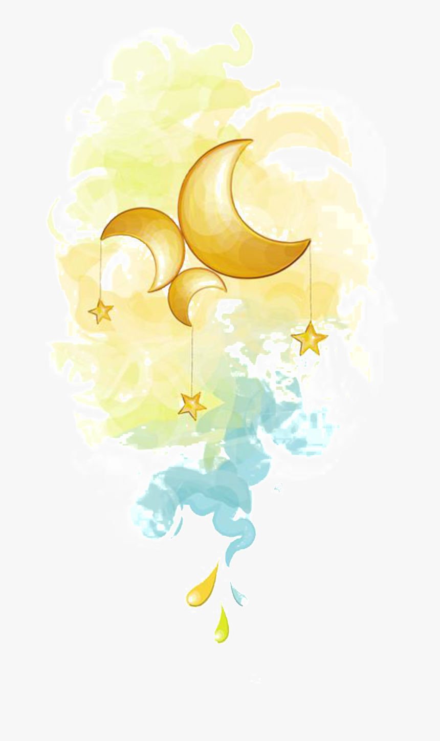 Painted Fairy Moon And Star Pattern Elements - Illustration, HD Png Download