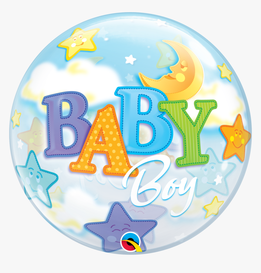 Baby Boy Moon & Stars Bubble Balloon - Baby Boy Bubble Balloon, HD Png Download