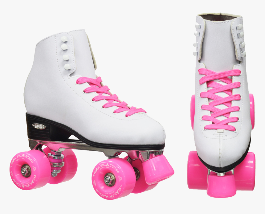 Epic Classic White And Pink Roller Skates 
 Data Zoom - Roller Skates Rubber Wheels, HD Png Download