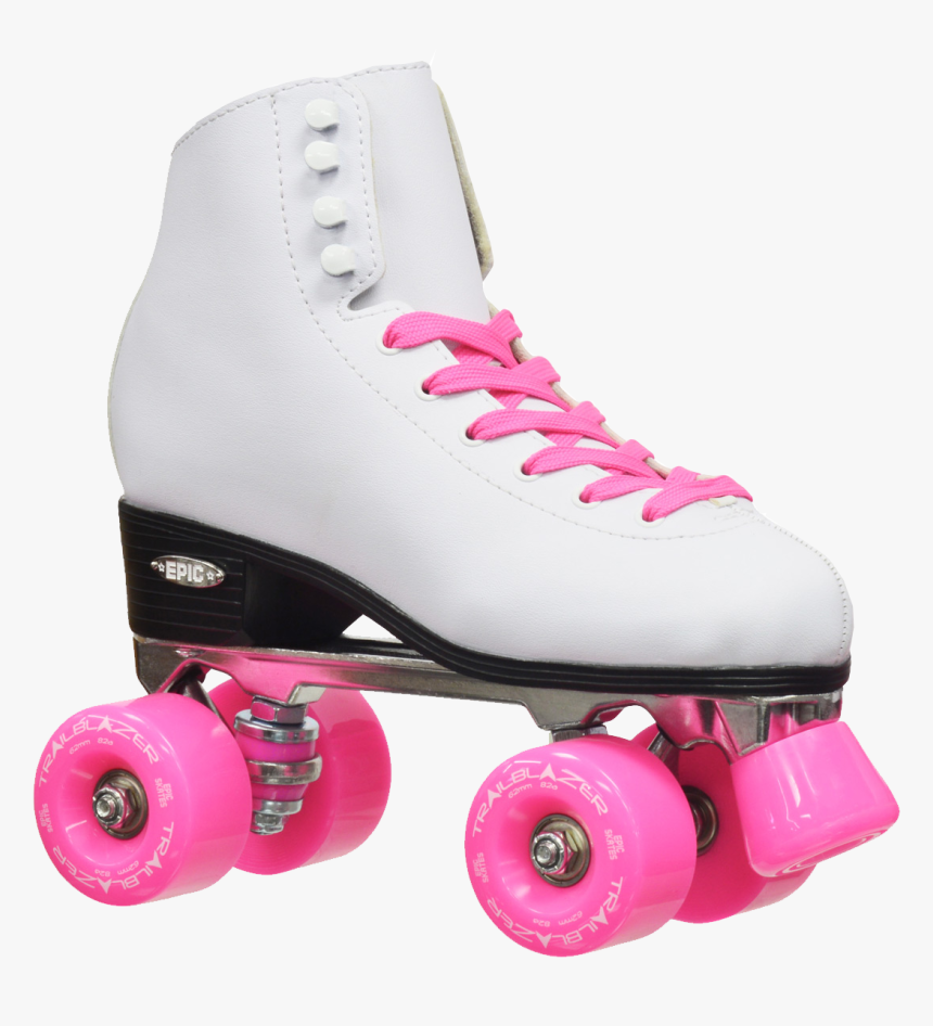 Epic Quad Classic White And Pink Roller Skates 
 Data - Girls Roller Skates Nz, HD Png Download