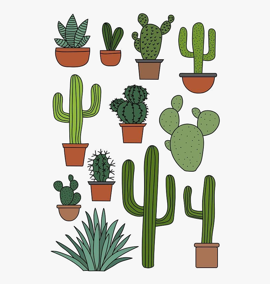 Cactus Clipart Set Doodles Art Transparent Png - Cactus Clipart, Png Download