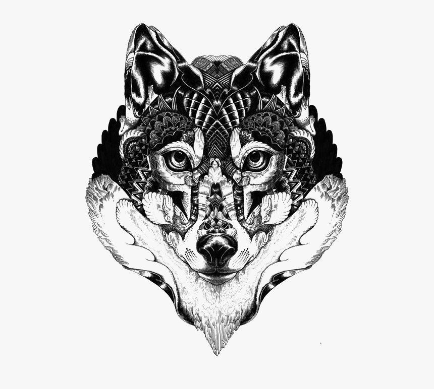 Wolf Day Of The Dead , Png Download - Graphic Art Black And White, Transparent Png