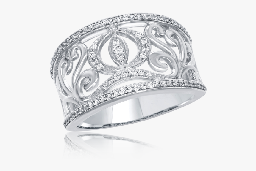 Cinderella Carriage Band 1/3cttw In 14k White Gold - Engagement Ring, HD Png Download
