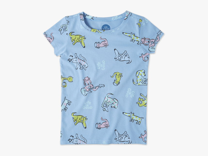 Girls Happy Dog Print Crusher Tee - Elephant, HD Png Download